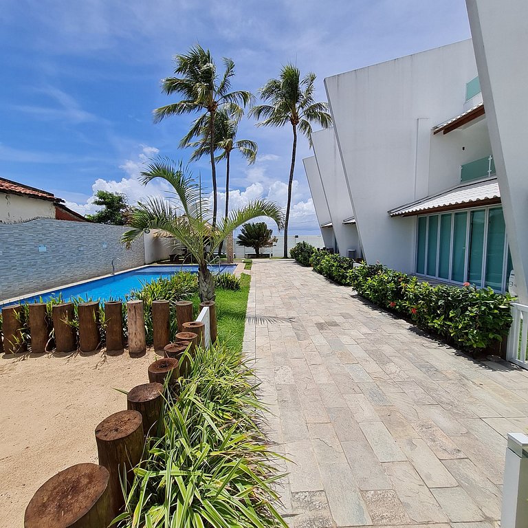 Flat Térreo Frente à Piscina com varanda gourmet