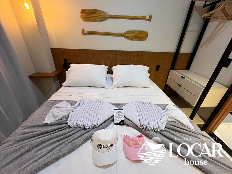 Flat premium com varanda gourmet no Makia Resort em Muro Alt