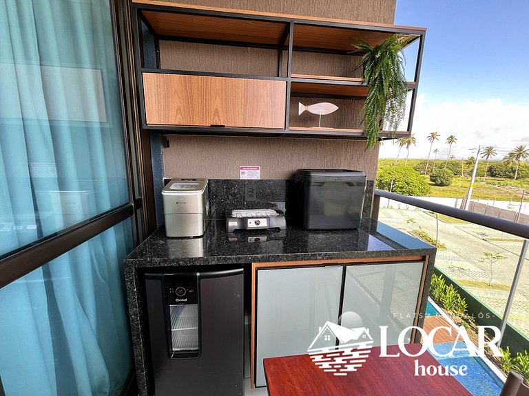 Flat premium com varanda gourmet no Makia Resort em Muro Alt