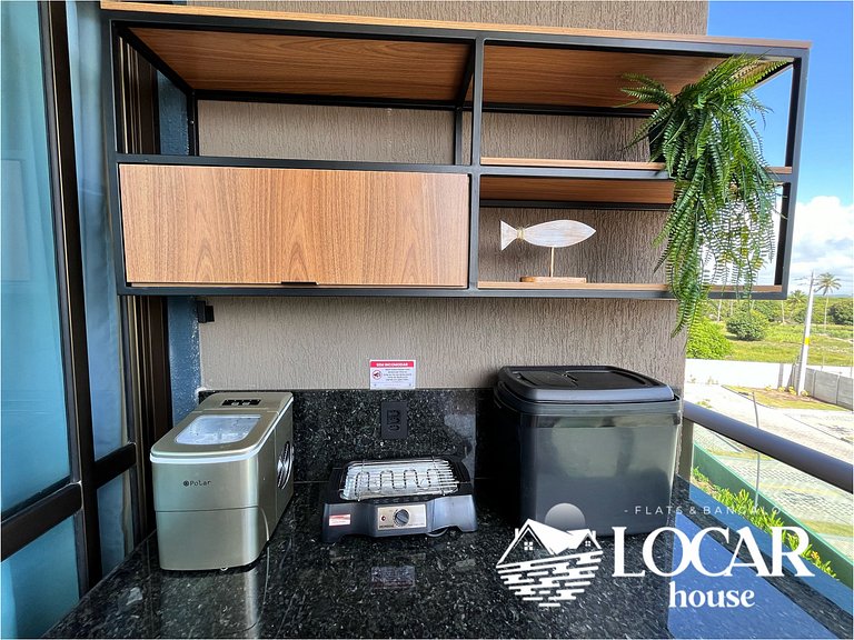 Flat premium com varanda gourmet no Makia Resort em Muro Alt