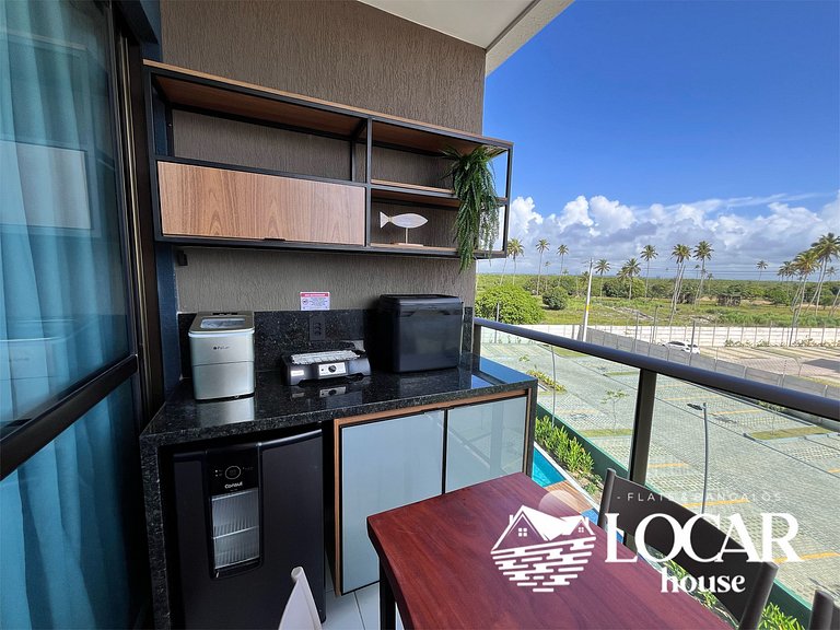 Flat premium com varanda gourmet no Makia Resort em Muro Alt