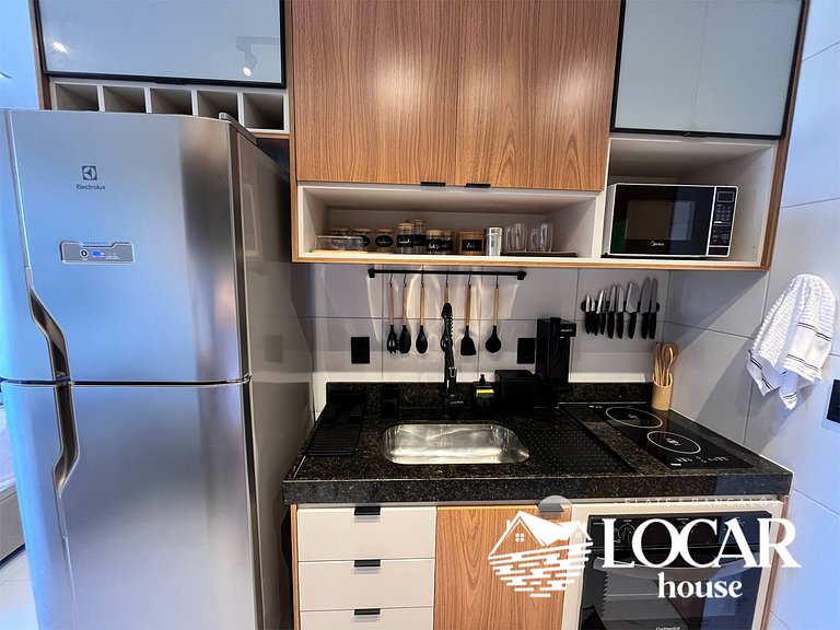 Flat premium com varanda gourmet no Makia Resort em Muro Alt