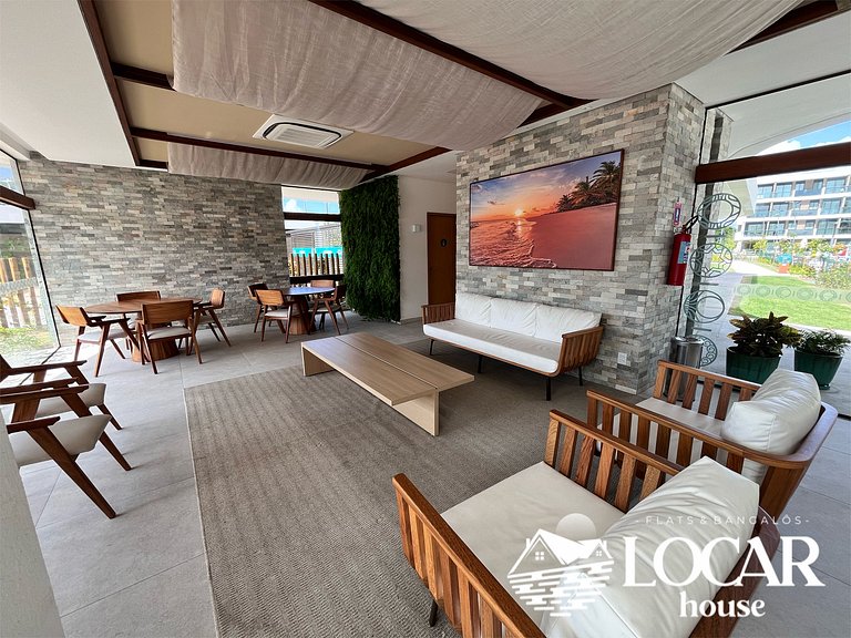 Flat premium com varanda gourmet no Makia Resort em Muro Alt