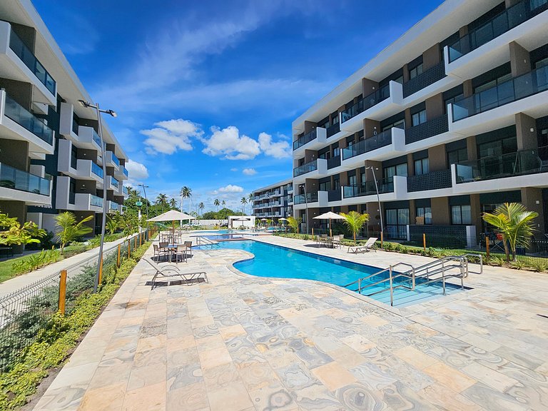 Flat premium com varanda gourmet no Makia Resort em Muro Alt