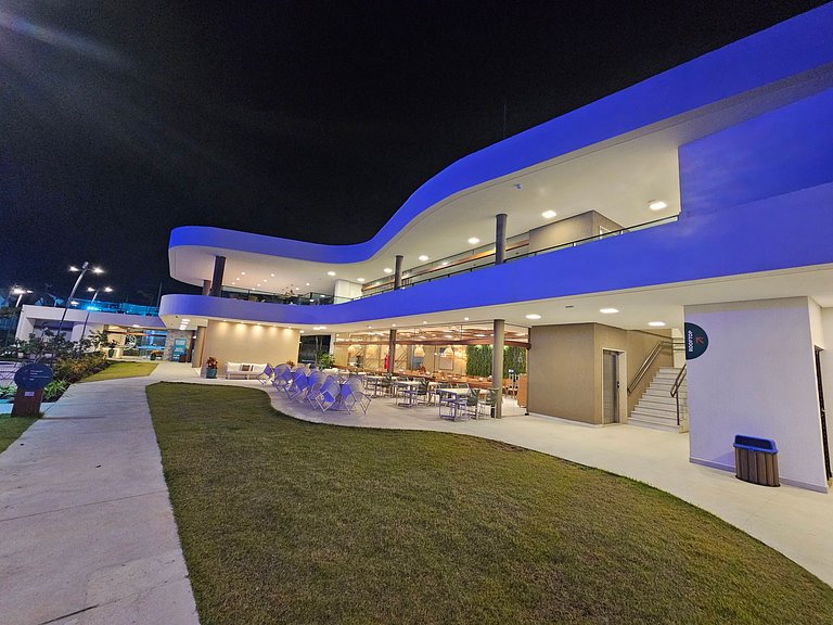 Flat premium com varanda gourmet no Makia Resort em Muro Alt