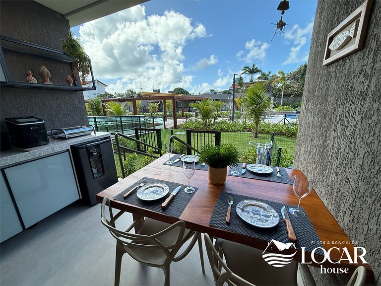 Flat Luxo com varanda gourmet e jardim privativo