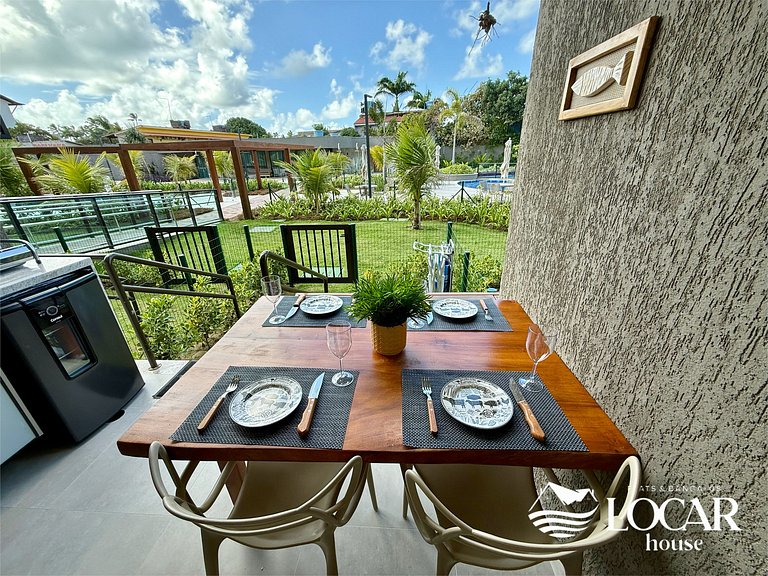 Flat Luxo com varanda gourmet e jardim privativo