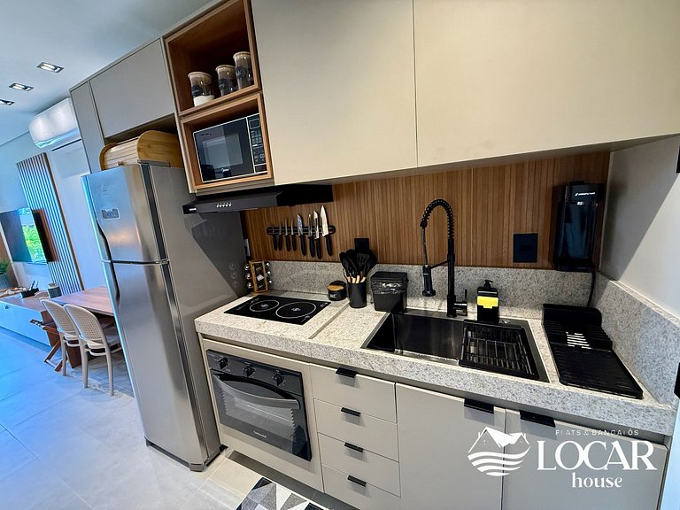 Flat Luxo com varanda gourmet e jardim privativo