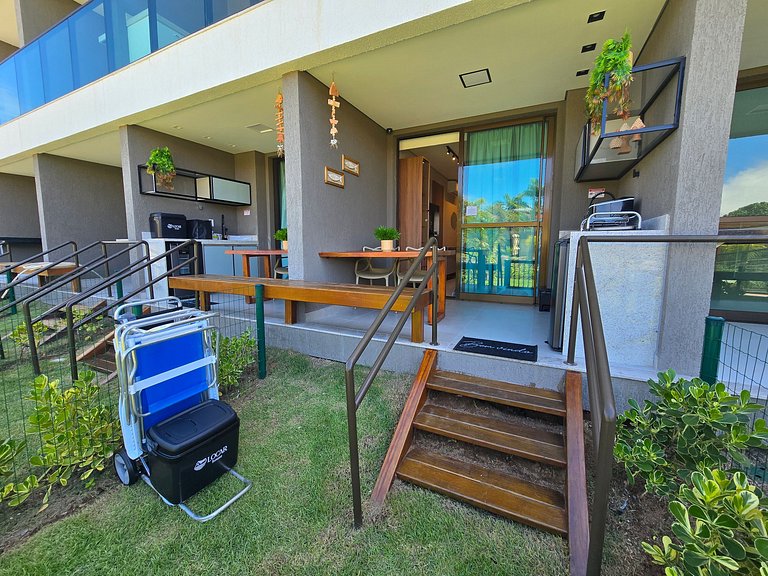 Flat Luxo com varanda gourmet e jardim privativo