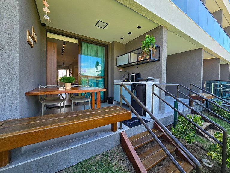 Flat Luxo com varanda gourmet e jardim privativo