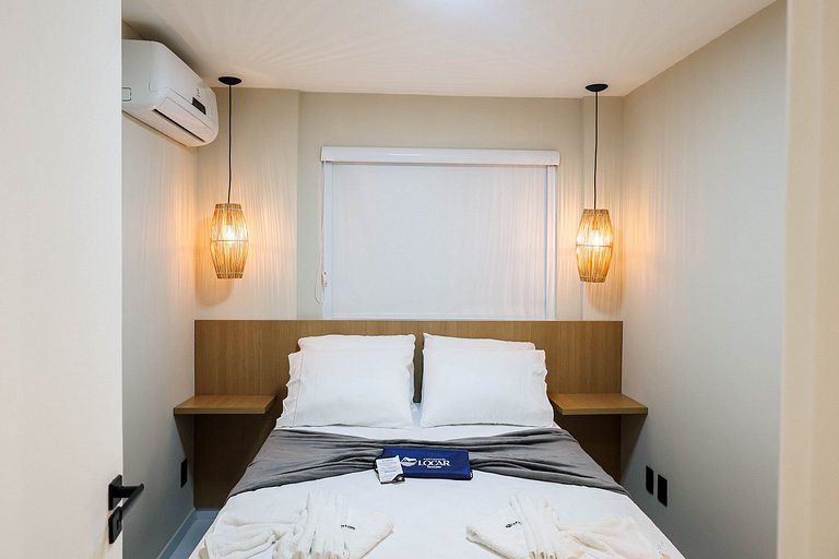 Flat Térreo Frente à Piscina com varanda gourmet