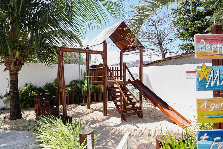 Flat Térreo Frente à Piscina com varanda gourmet