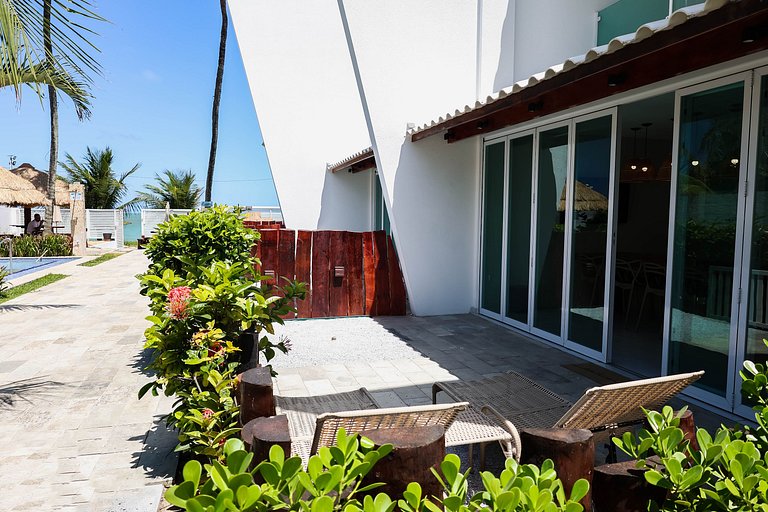 Flat Térreo Frente à Piscina com varanda gourmet